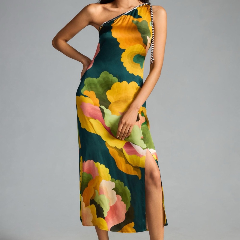 Farm Rio Printed One-Shoulder Dress